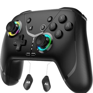 Wireless Black Gaming Controller with LED Lights